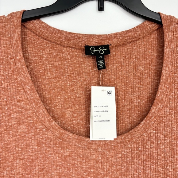 Jessica Simpson Womens Size 1X Jax Front Slit Rib Knit Dress Burnt Orange Auburn - Picture 4 of 12